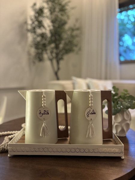 تيرموس بيد خشب طبيعي مع تعليقه